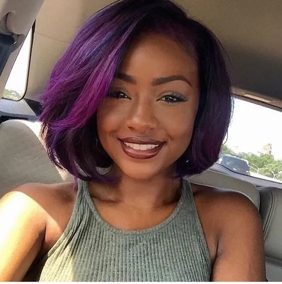 Bob Simétrico de Color Violeta Cortes de pelo corto rizado alisado
