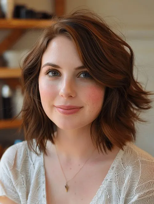 Ideia de Corte Curto Para Cabelo Grosso: Lob Ondulado e Divertido. Ideia de Corte Curto Para Cabelo Grosso: Lob Ondulado e Divertido.