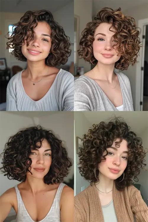 Estilo de Corte de Cabelo Cacheado Curto: Corte Bob Cacheado Extraordinário Estilo de Corte de Cabelo Cacheado Curto: Corte Bob Cacheado Extraordinário