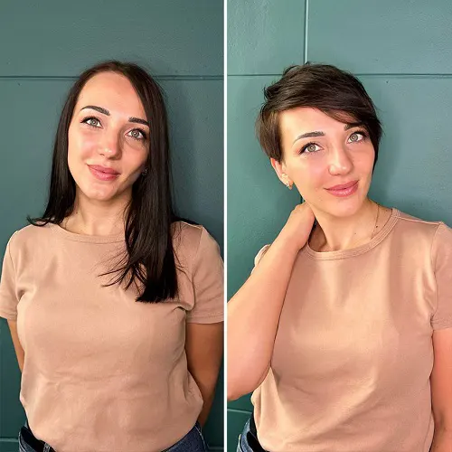 Novo corte de cabelo curto surpreendente