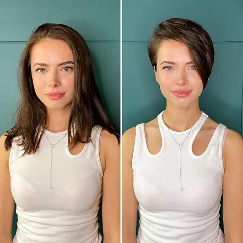 Novo corte de cabelo curto surpreendente
