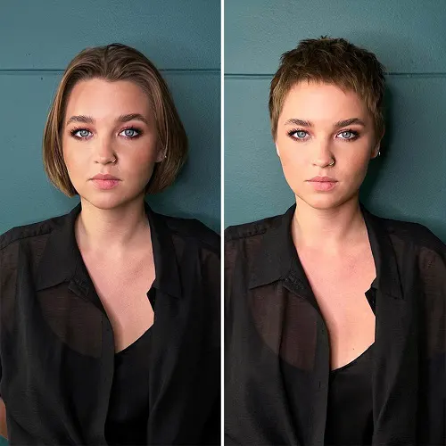 Novo corte de cabelo curto surpreendente
