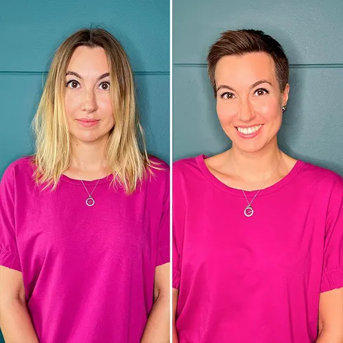 Novo corte de cabelo curto surpreendente