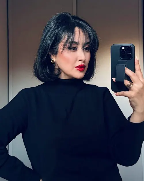 Cabelo Liso Preto com Franja Cortina Principais Cortes French Bob para Cabelos Finos
