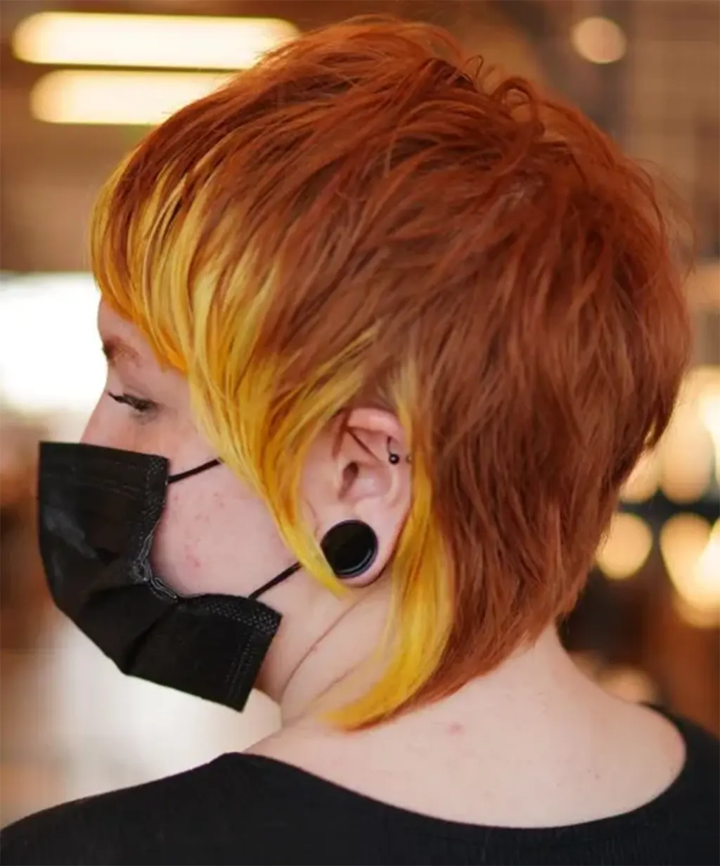 Cabelo Ruivo com Mechas Amarelas Ideias de Cortes de Cabelos Curtos Ruivos