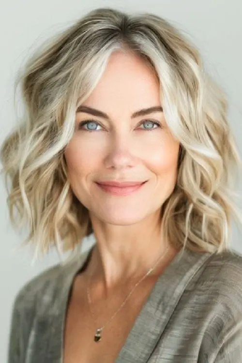 Long Bob Texturizado Ideia de Corte Para Cabelo Ondulado Feminino 40+