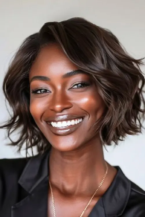 Ondas na Altura do Queixo Ideia de Corte Para Cabelo Ondulado Feminino 40+