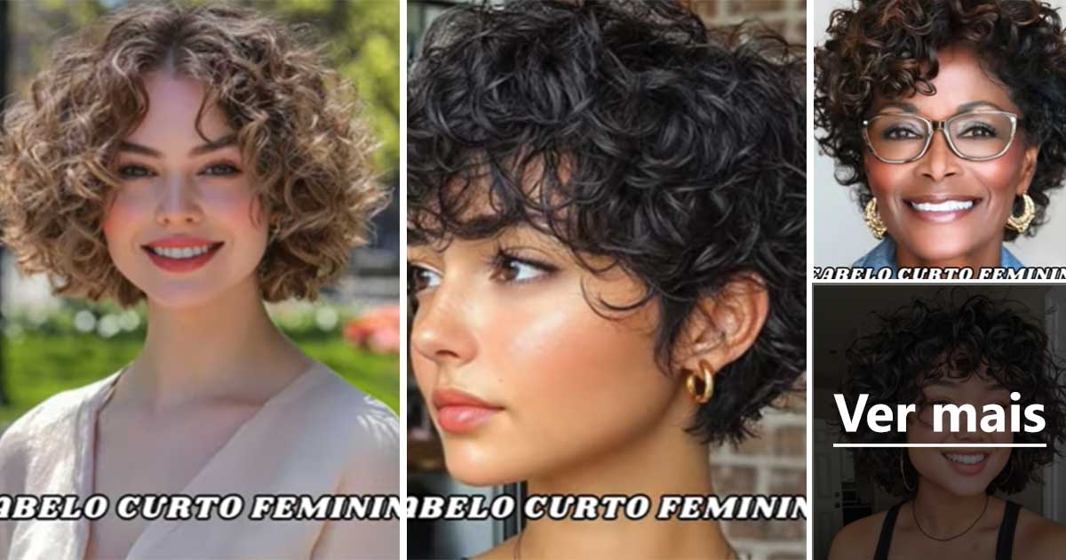 50 Cortes de Cabelo Feminino Cacheados Para Mulheres +40 +50 +70 Anos ...