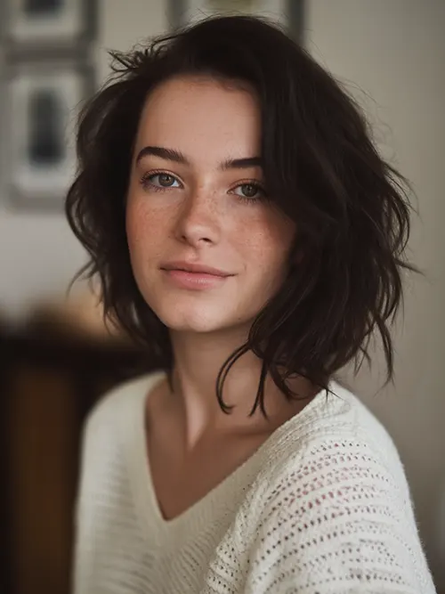 Ondas Bagunçadas com Volume Lateral Corte de Cabelo Médio Feminino Para Rosto Oval Inverno 2025