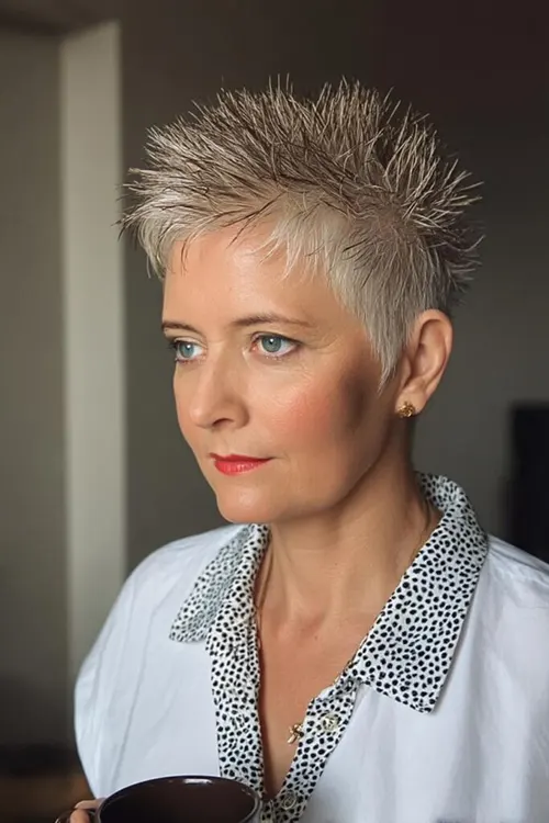 Vibrações Arrojadas do Pixie com Repiques Corte de Cabelo Repicado Curto Para Mulheres 50+