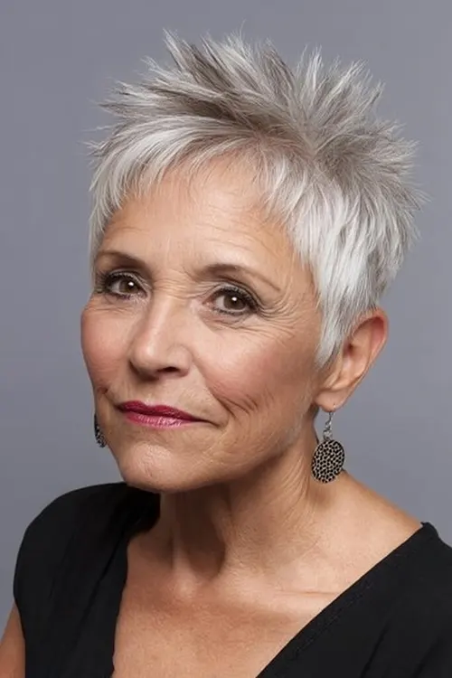Corte Pixie com Textura Fresca Corte de Cabelo Repicado Curto Para Mulheres 50+