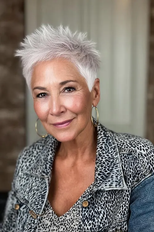Vibrações Loiras Suaves e Arrojadas Corte de Cabelo Repicado Curto Para Mulheres 50+
