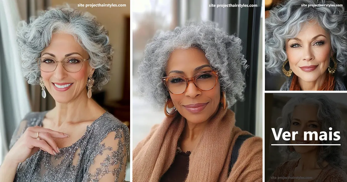 12 Estilos de Cabelos Grisalhos para Mulheres +50 +60 Anos - Cabelo Curto