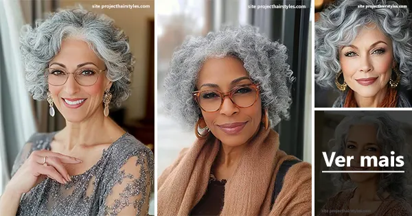 12 Estilos de Cabelos Grisalhos para Mulheres +50 +60 Anos