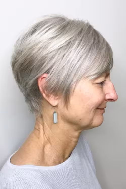 Moderno Corte de Cabelo Branco Para Mulheres 60+ 70+