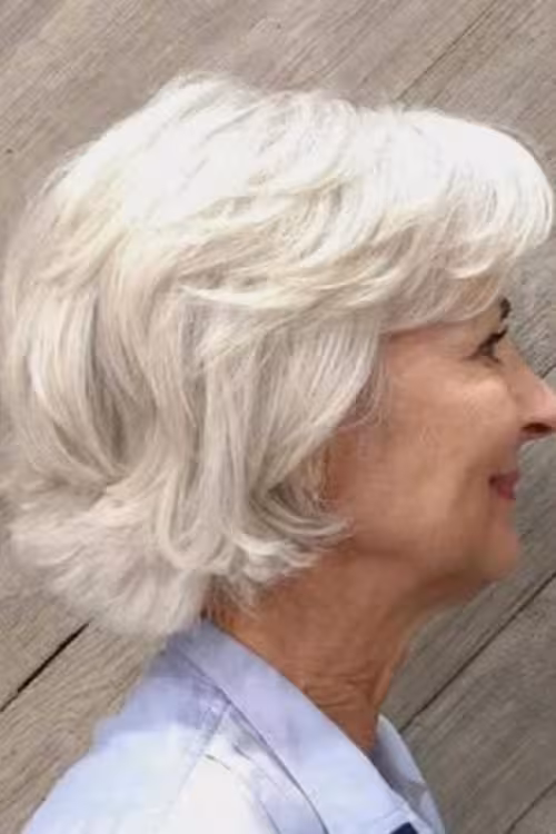 Moderno Corte de Cabelo Branco Para Mulheres 60+ 70+