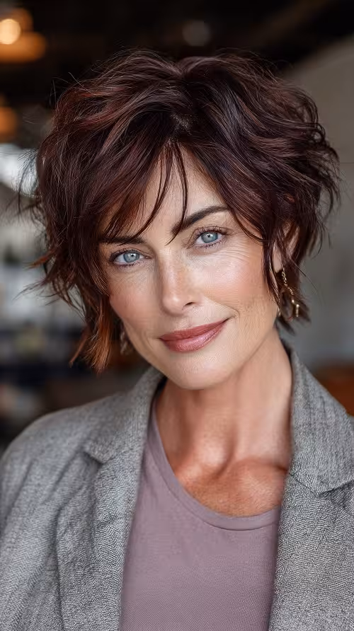 Pixie Wolf Cut Descolado Para Usar em 2026: Wolf Cut Acobreado Queimado com Franja Suave