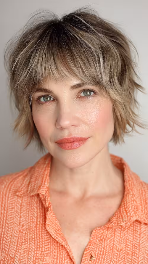 Corte Pixie Wolf Modernos Para Usar em 2026: Shag Prateado-Loira Repicado com Franja Desfiada