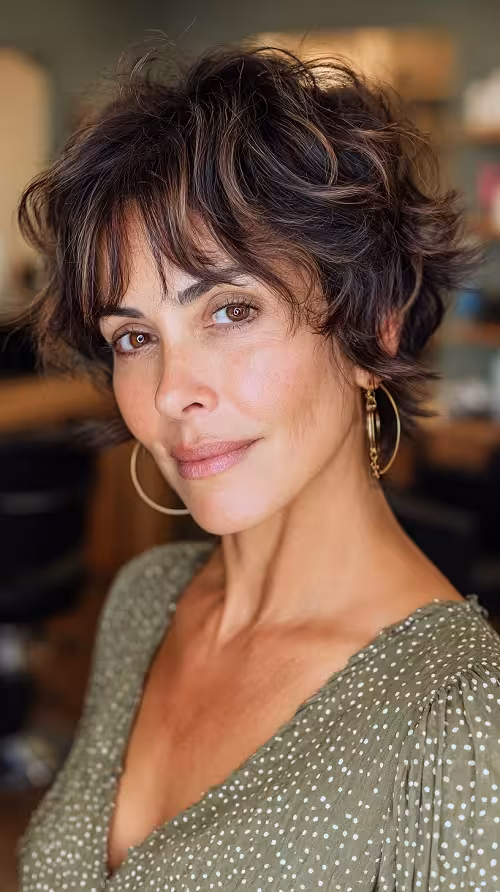 Pixie Wolf Cut Descolado Para Usar em 2026: Wolf Cut Preto-Azulado Bagunçado e Dinâmico